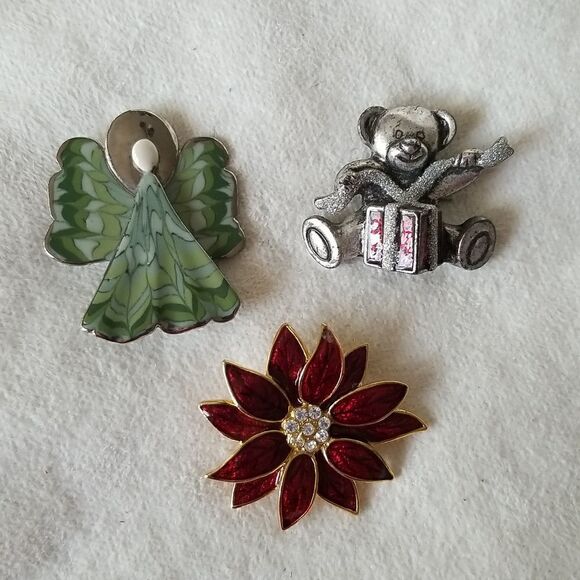 Christmas brooches 3 pins - Picture 1 of 6